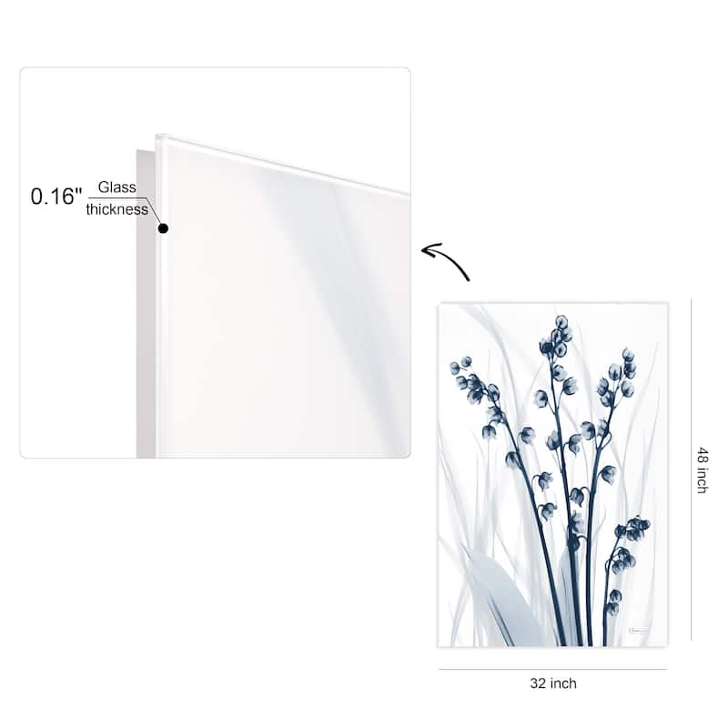 "Radiant Blues 1" Frameless Free Floating Tempered Glass Panel Graphic Wall Art