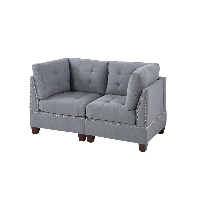 2 - Piece Gray Fabric Modular Set, 64x32x35 inches, 106 lbs