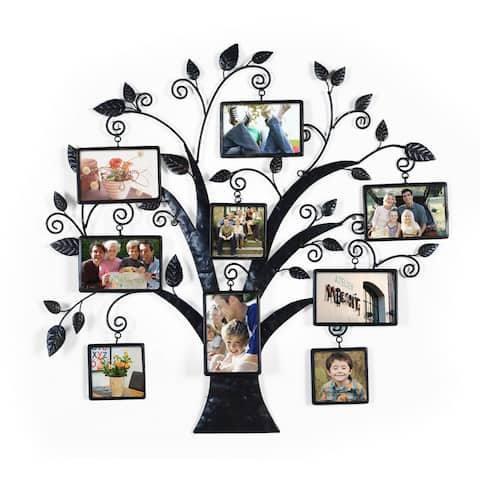 ADECO 9 Openings Tree Picture Frame Collage Metal Wall Hanging Photo