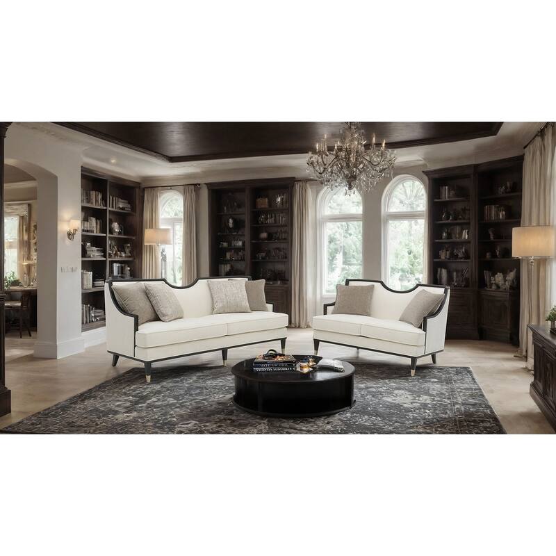 Traditional White Finish Tight Back Loveseat 1pc