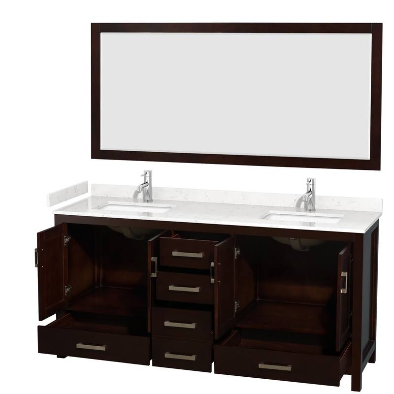 Wyndham Collection Sheffield 72" Double Bathroom Vanity, Carrara