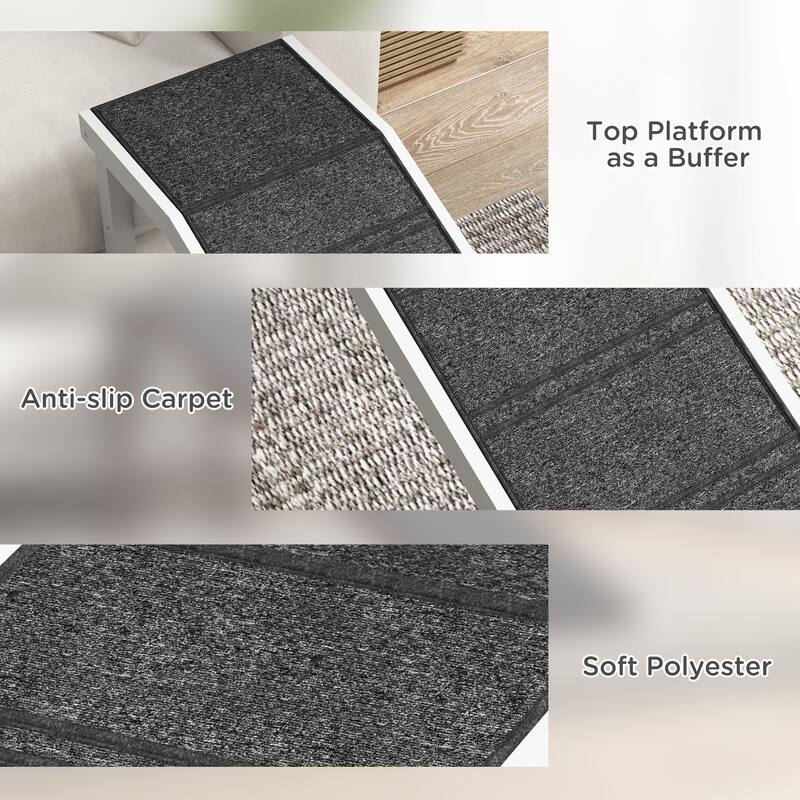 Dog Ramp for Bed, Pet Ramp for Dogs with Non-Slip Carpet and Top Platform, Furniture-Grade with High-Traction Carpet Surface