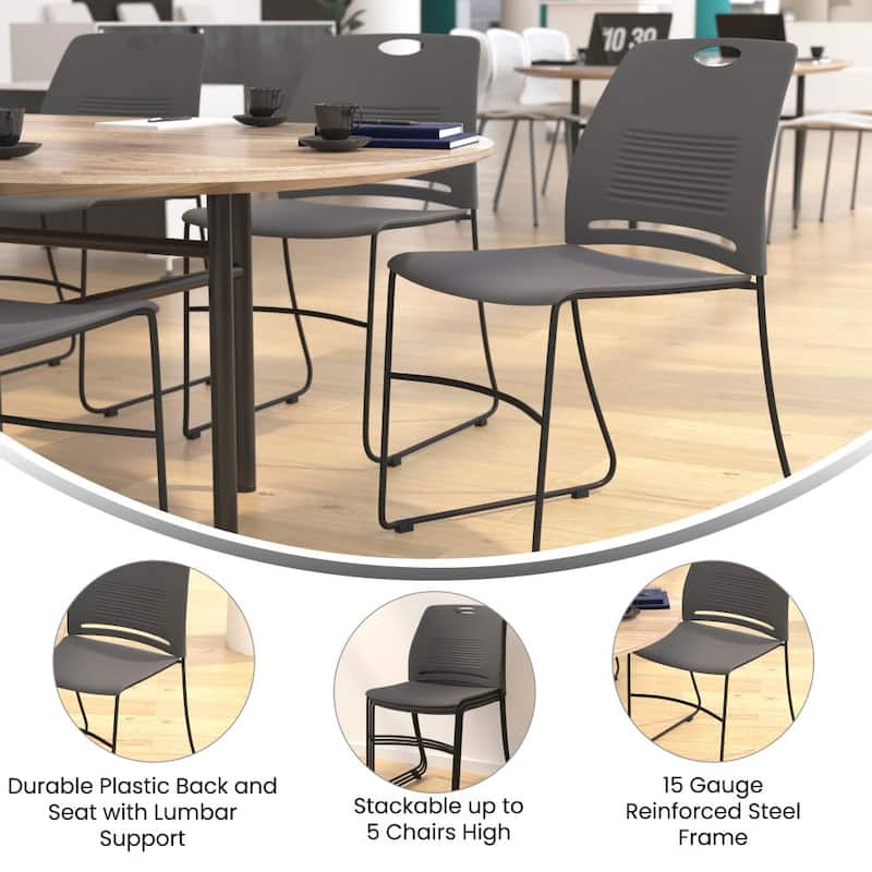 Commercial 660 LB. Capacity Plastic Steel Sled Base Stack Chairs 5