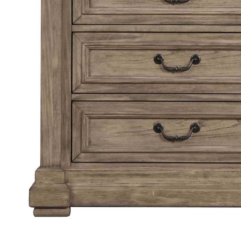 Furniture of America Wacine 2-Piece Weathered Grey Solid Wood Dresser and Mirror Set