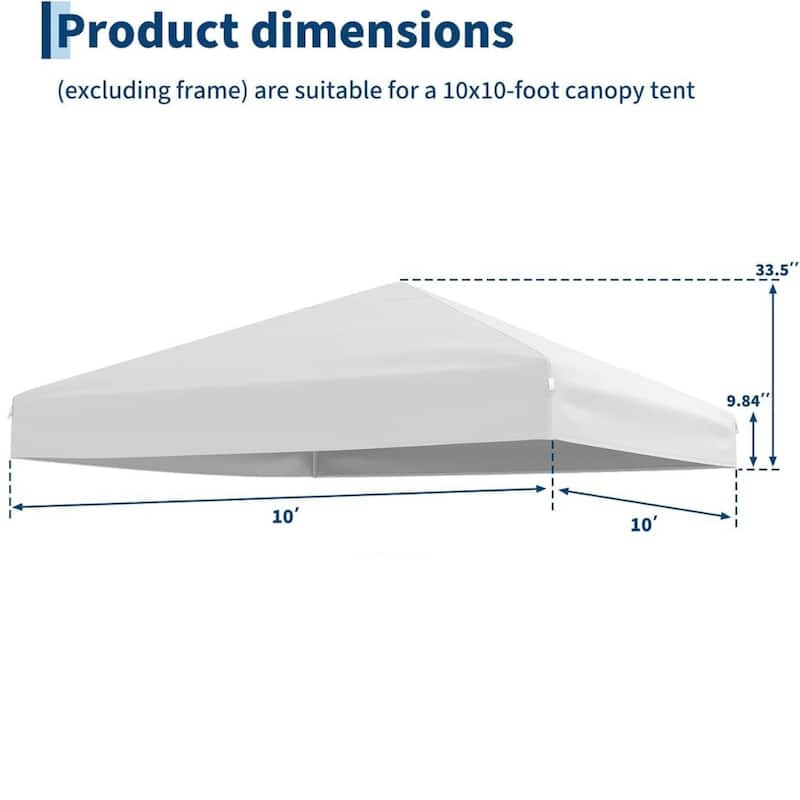 10x10ft Waterproof Pop Up Canopy Tent Replacement Top for Outdoor Garden Patio Sun Shade (Top Only) - N/A