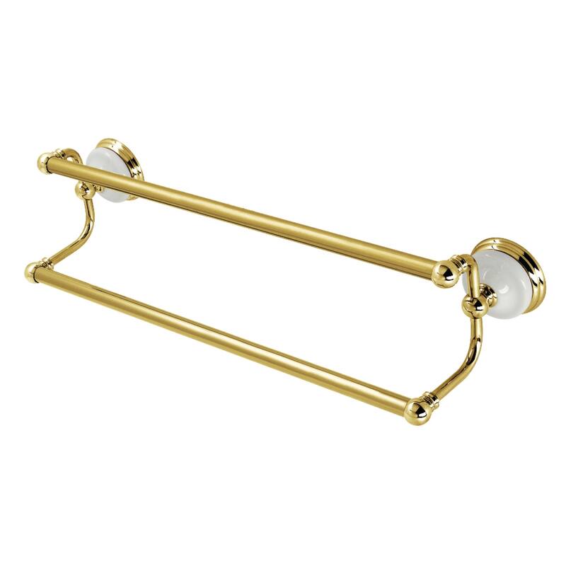 Vintage 18-Inch Dual Towel Bar - Polished Brass