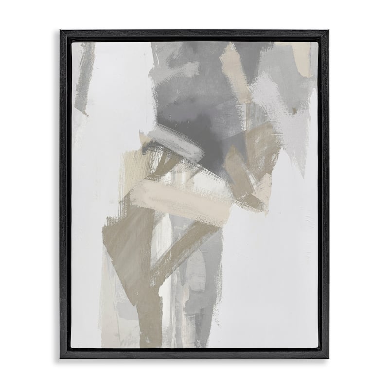Stupell Elegant Grey & Beige Streaks Framed Floater Canvas Wall Art Design By Rachel Springer - 17 x 21 - Black