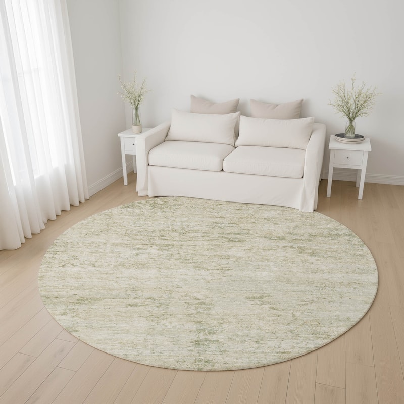 Premium Washable Super Soft Solid Abstract Mayfield Rug - Linen - 8' x 8'