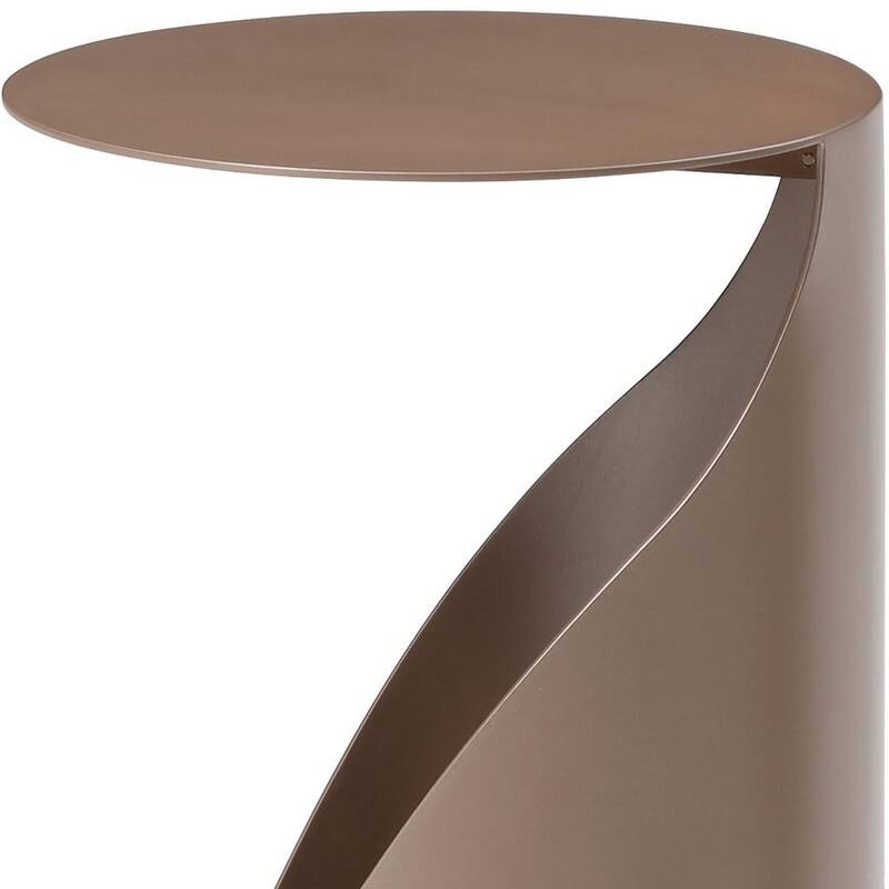 HomeRoots 19" Gold Steel Round Pedestal End Table - 11.00 in. x 19.00 in. x 11.00 in.