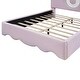 preview thumbnail 13 of 24, Twin/Full Size Upholstered Platform Bed with LED Headboard, Cute Kids Bed Frame Pink Floor Bed