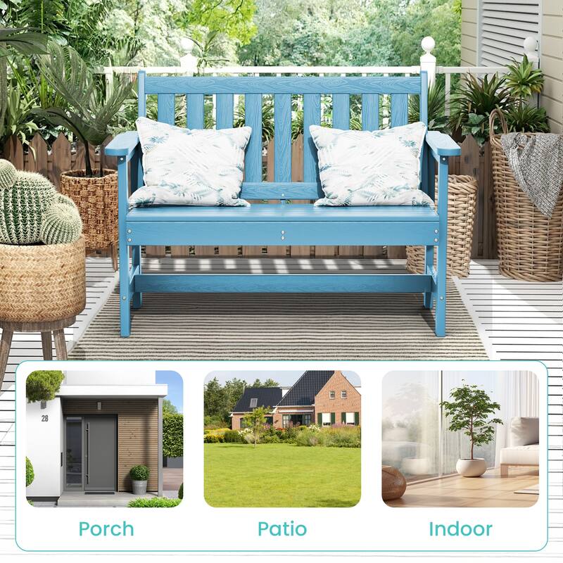 Outdoor 2-Person Garden Bench 42.92-in W x 35.83-in H
