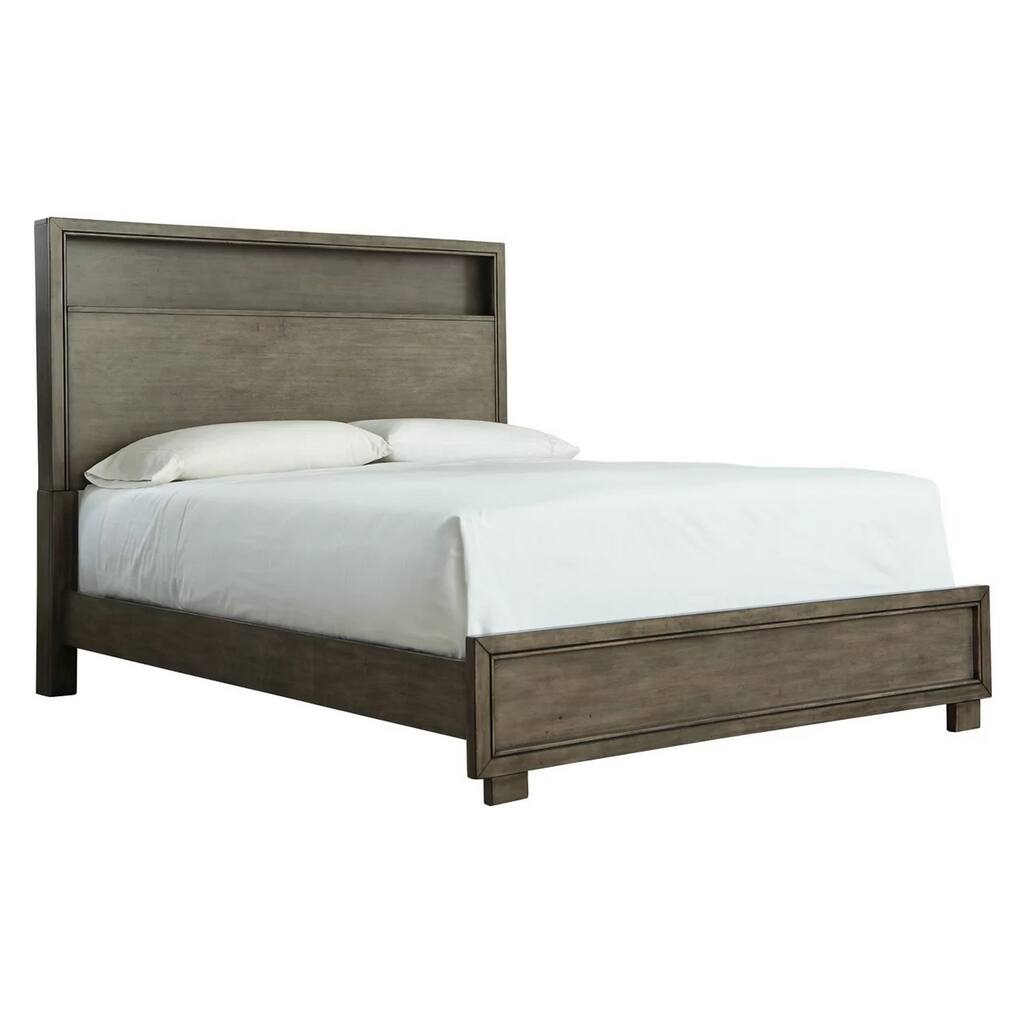 Molded Design Queen Bookcase Headboard and Footboard, Gray