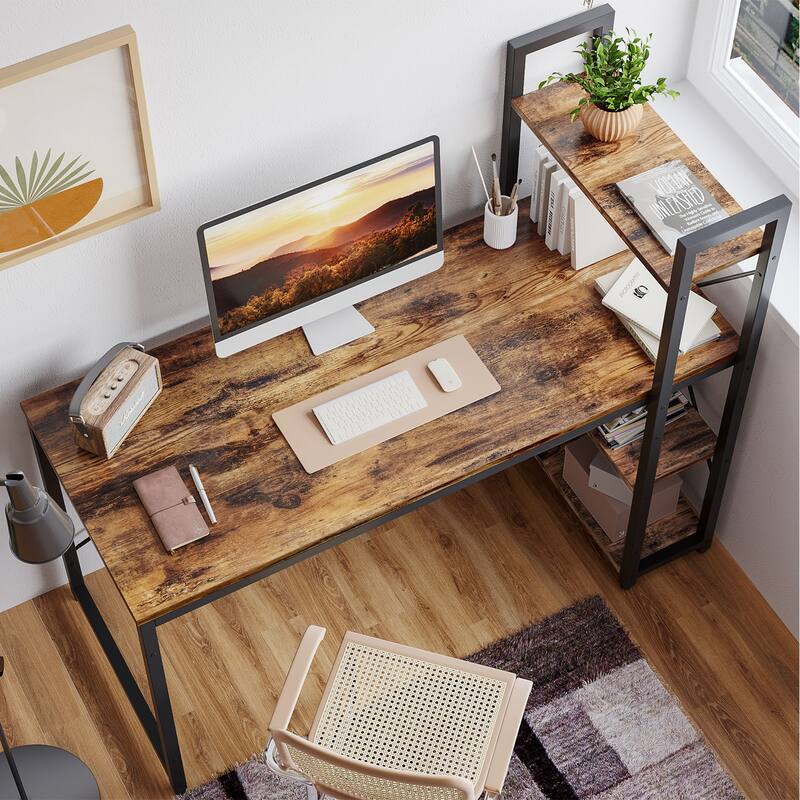 Computer Desk Home Office Computer Desk with 4 Shelves & Hooks