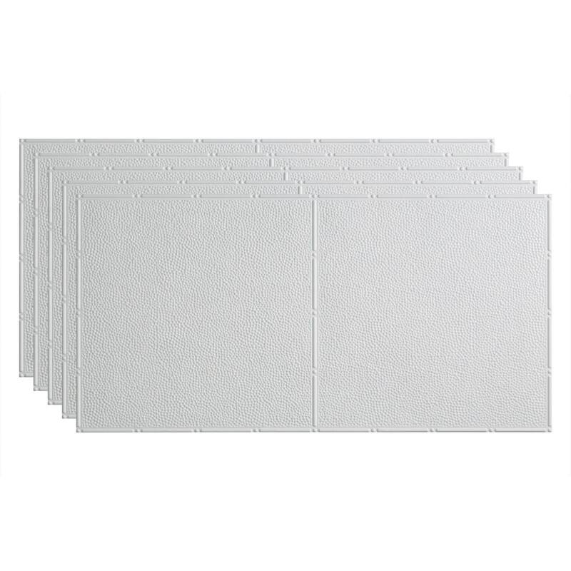 FASÄDE Border Fill Decorative Vinyl 2ft x 4ft Glue Up Ceiling Panel in Gloss White (5 Pack) - 5 Pack - Gloss White