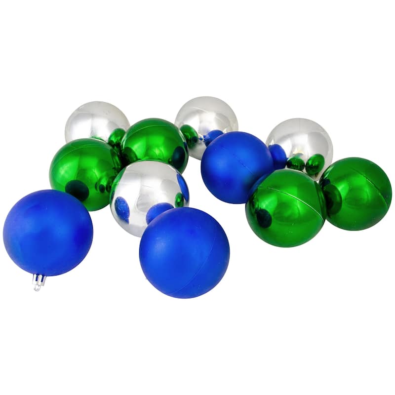 50ct Traditional Multi Shatterproof 2-Finish Christmas Ball Ornaments