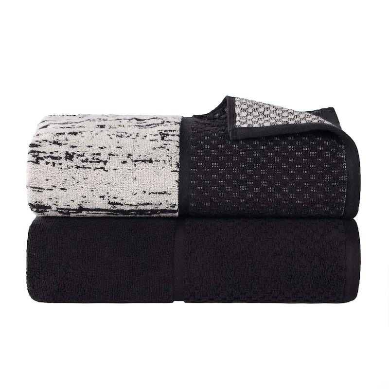 Superior Lodie Cotton Jacquard Solid and Two-Toned Bath Sheet Set of 2