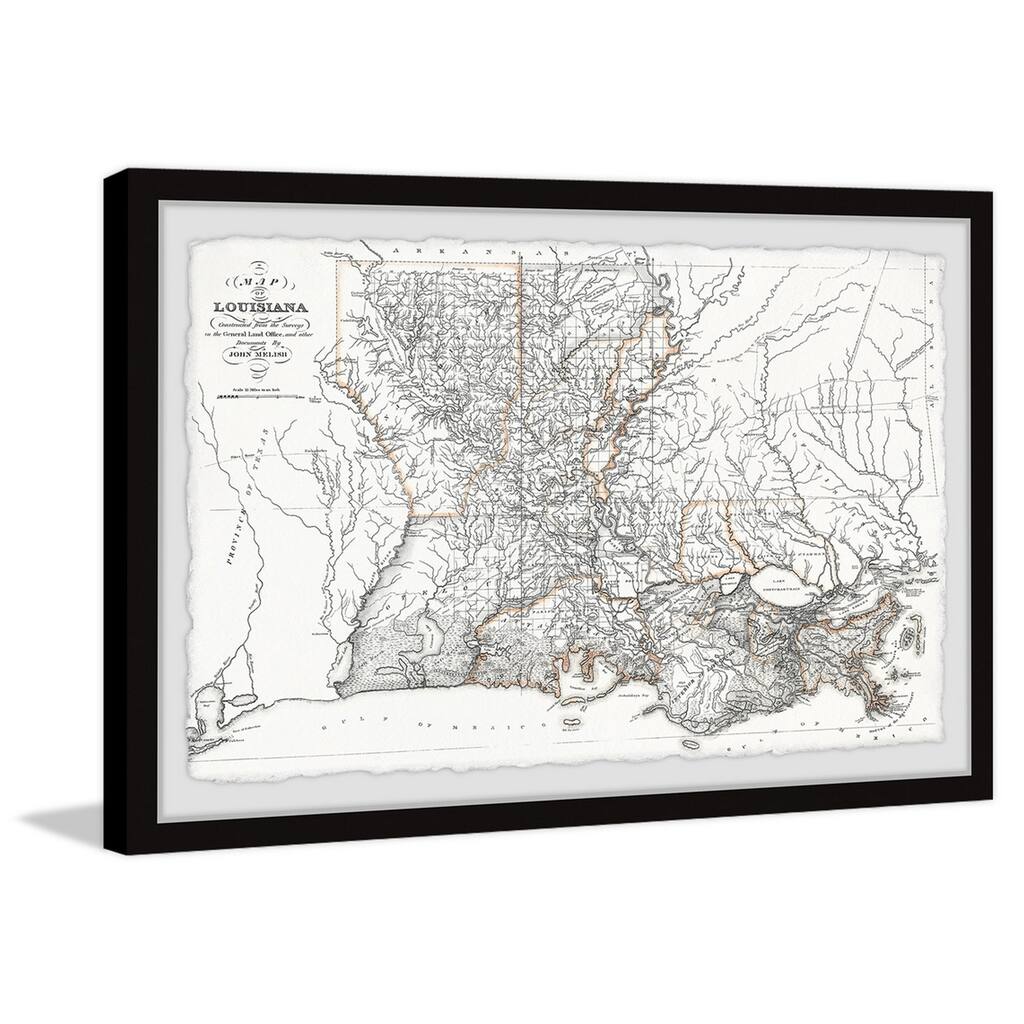 'Louisiana State Outline' Framed Painting Print