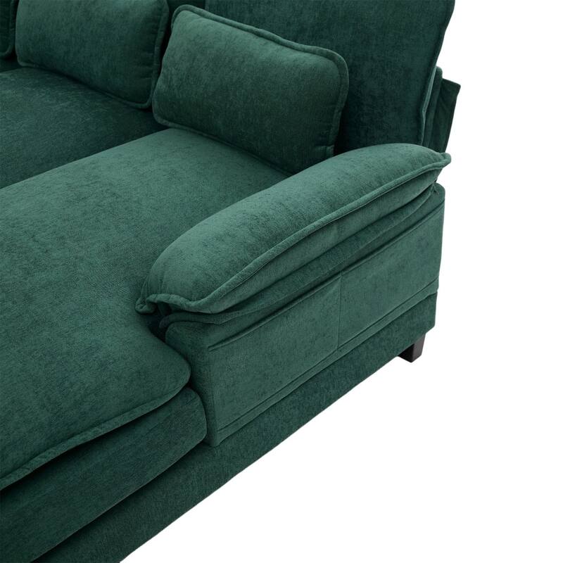 107.87" Modular Chenille Comfy Sectional Cloud Sofa with Double Chaise