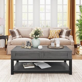 45 Inch MDF Coffee Table with Inner Storage Space and Shelf - Bed Bath ...
