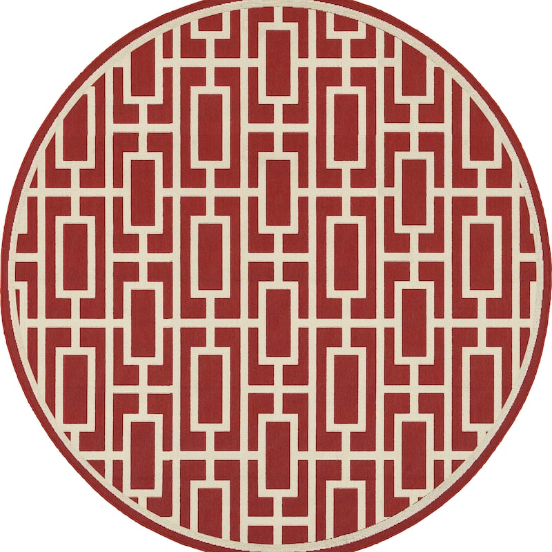 Style Haven Martinique Geometric Lattice Indoor Outdoor Area Rug - 7'10" Round