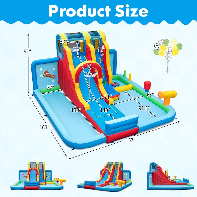 Gymax Inflatable Water Slide w/ Long Slide Climbing Wall Splash Pools
