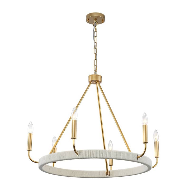 Modern Lodge 6-Light Candle-style Circular Chandelier - 30.1 in