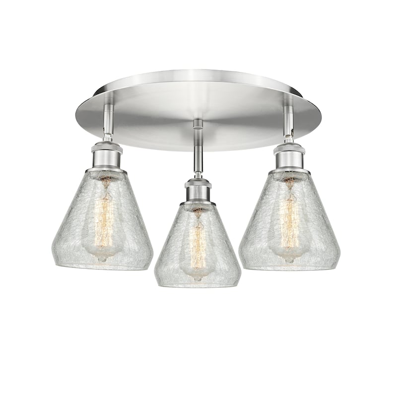 Innovations Lighting Conesus - 3 Light 18" Flush Mount - Satin Nickel