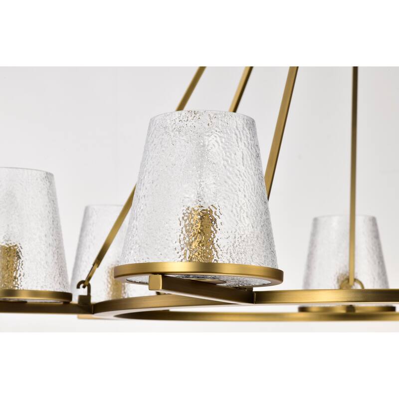 Valentine 7 Light Chandelier Vintage Brass Finish Hammered Glass - Vintage Brass