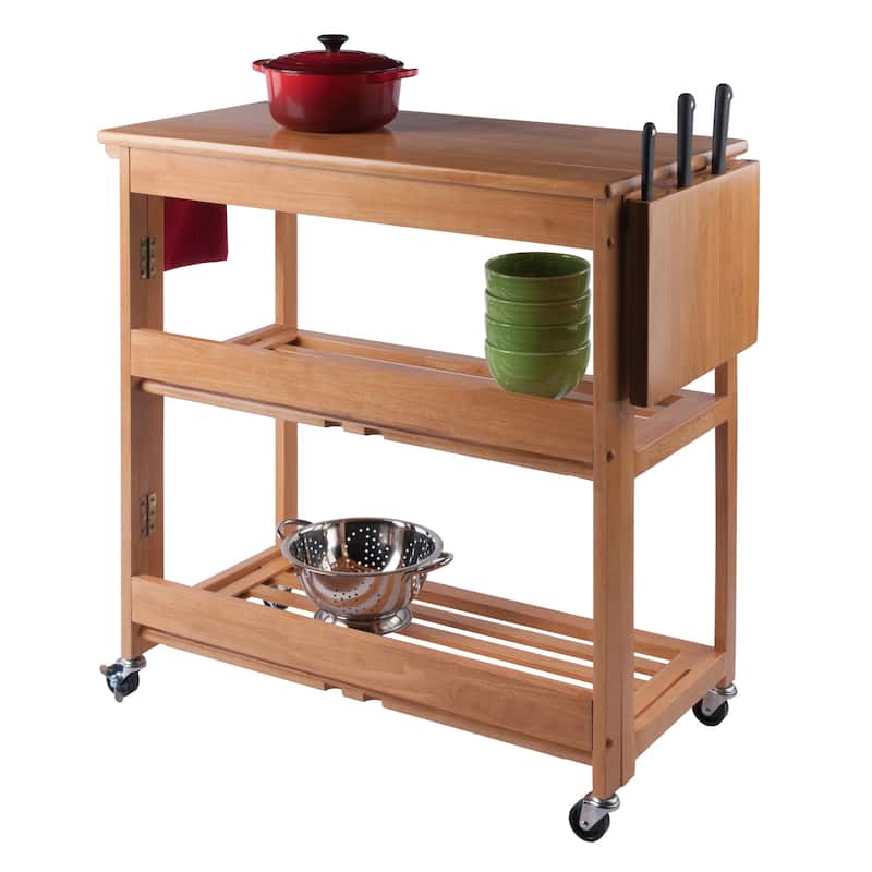 Radley Kitchen Cart, Foldable, Light Oak - 37.87 x 17.24 x 34.57 inches