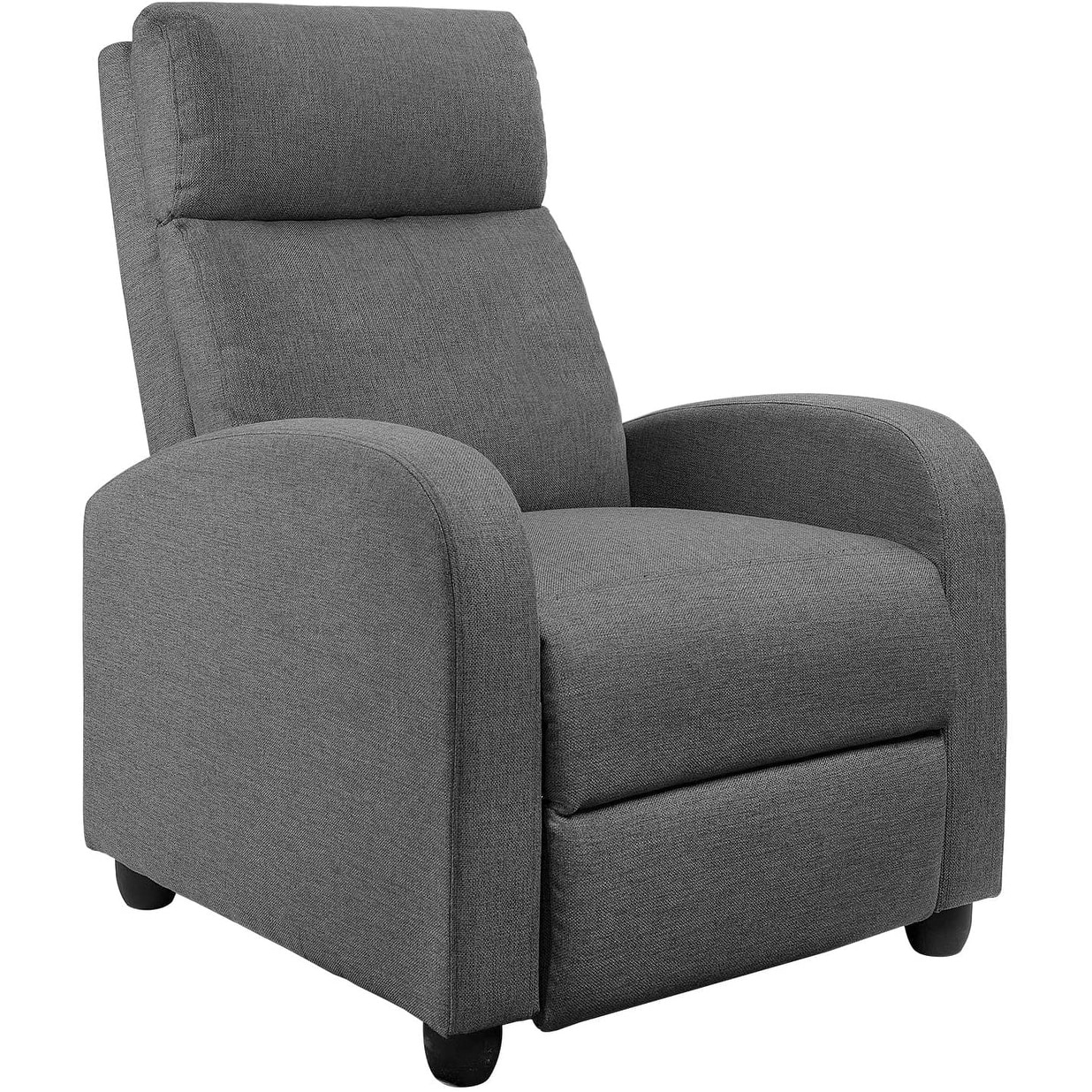 120-inch Gray Fabric Single Sofa Recliner with Padded Seat and Adjustable Footrest