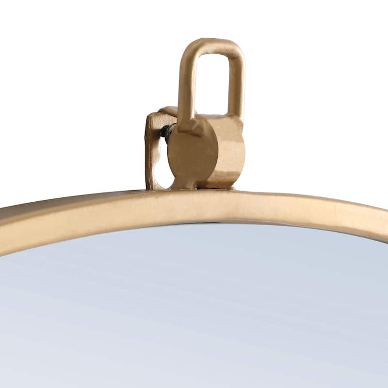 Strick & Bolton Patti Metal 28-inch Round Mirror with Decorative Hook