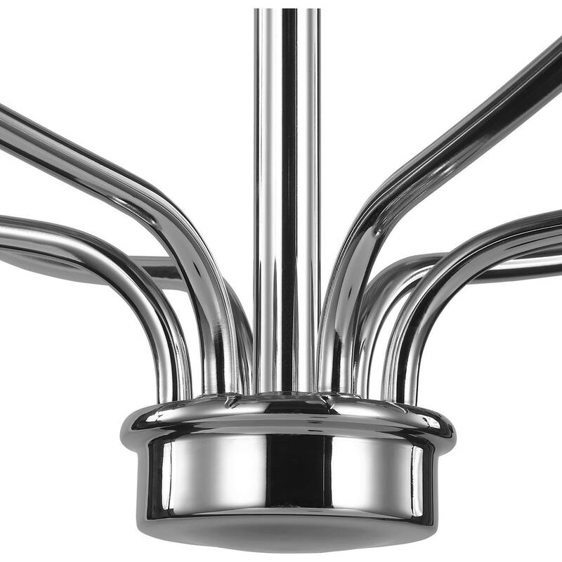 Bonita Collection 6-Light Polished Chrome White Linen Fabric Shade Luxe Chandelier Light - 31.200" x 18.600" x 11.000"