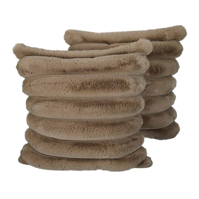 Madrid Collection Ultra Soft Ribbed Faux Fur Throw Pillow