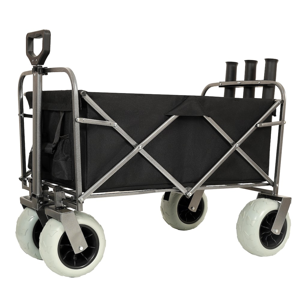 Fishing Utility Cart with Rod Holders - 500lb Capacity 9" Pneumatic Tires All-Terrain Wagon