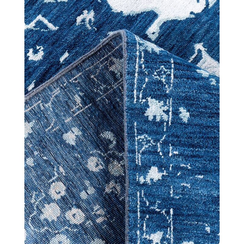 Ikat One-of-a-Kind Hand-Knotted Area Rug, Blue - 8' 2" x 9' 10"