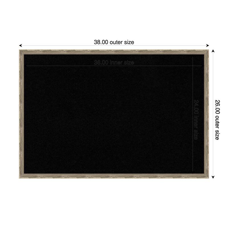 Mila Dark Silver Wood Framed Cork Board - Bulletin Board, Organization Board, Pin Board - Black - 38 x 26 in