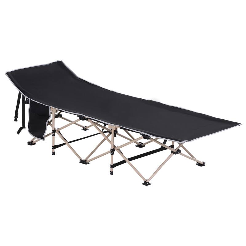 Outsunny Single Person Wide Folding Camping Cot Portable Outdoor Military Sleeping Bed, Green
