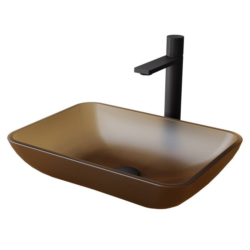 VIGO Sottile 18"L x 13"W Glass Vessel Sink and Gotham 12"H Faucet Set