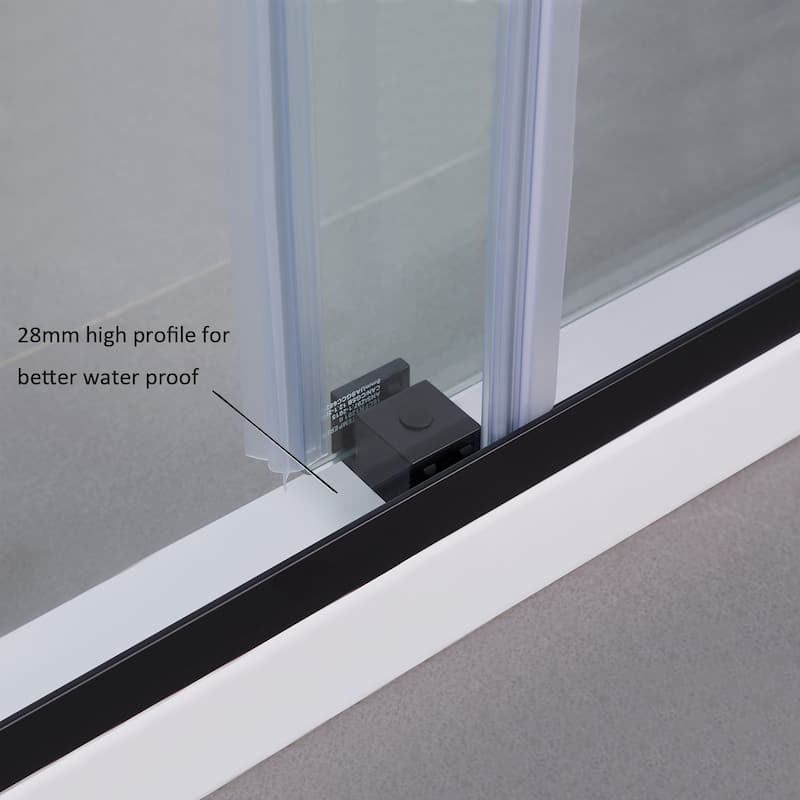 Spezia 56"W x 76"H Sliding Frameless Shower Door in Matt Black
