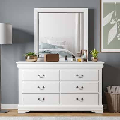 Furniture of America Mayday Traditional Solid Wood 2-piece Dresser and Mirror Set