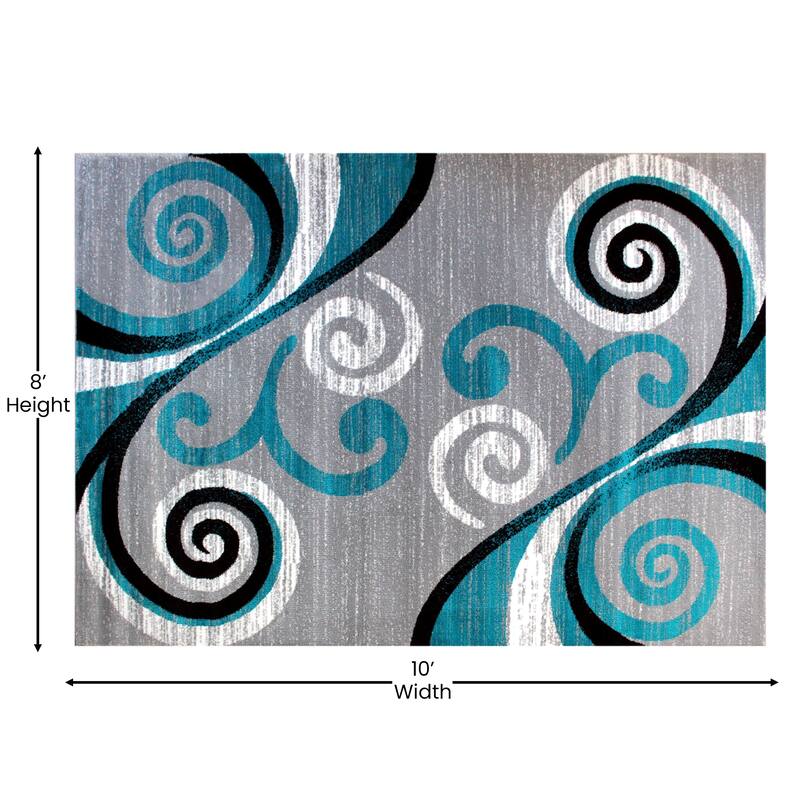 Modern Distressed Swirl Abstract Style Indoor Area Rug