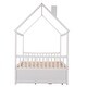 preview thumbnail 5 of 5, White Wooden House Bed with Trundle, 3 Storage Drawers, and Pull-Out Trundle