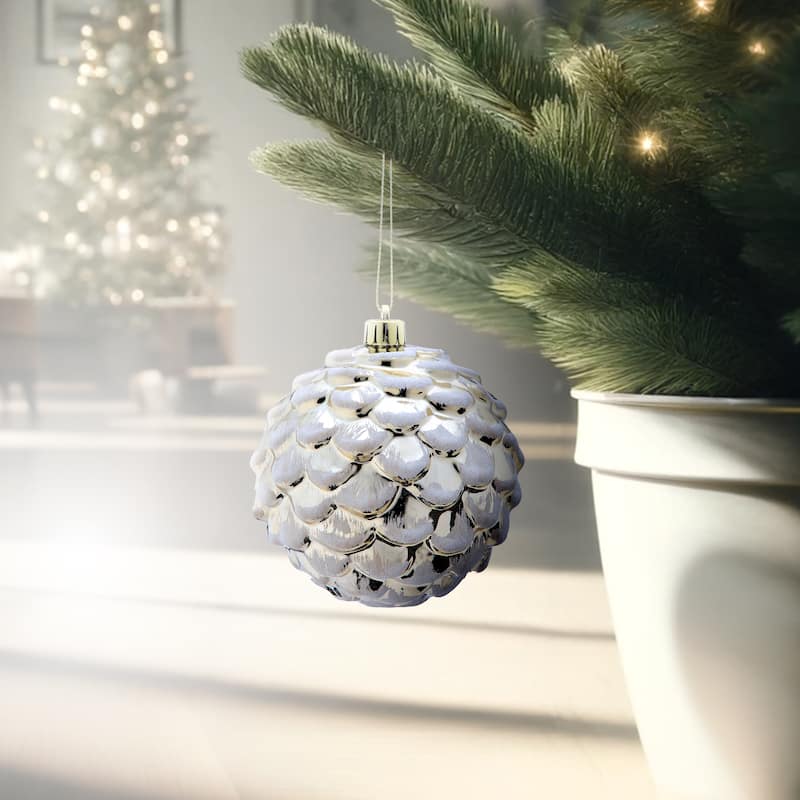 100mm Shiney Globe Cone Ornament Box of 4
