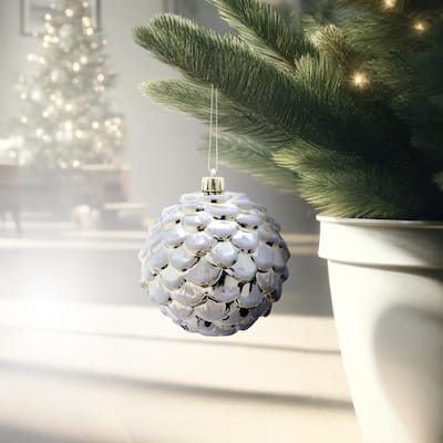 100mm Shiney Globe Cone Ornament Box of 4