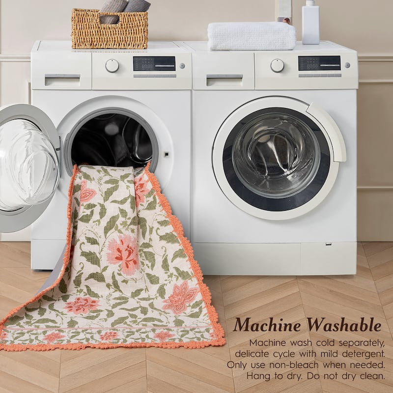 Laura Ashley Cotton Slub Crochet Border Rugs