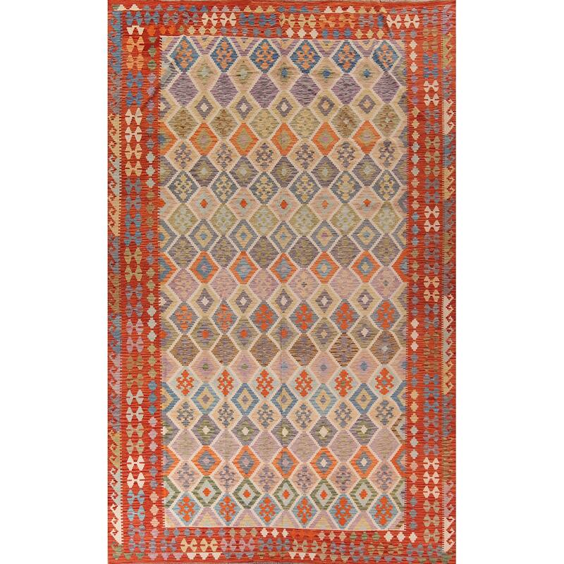 Multicolor Kilim Oriental Large Area Rug Hand-Woven Wool Carpet - 10'4"x 15'7"