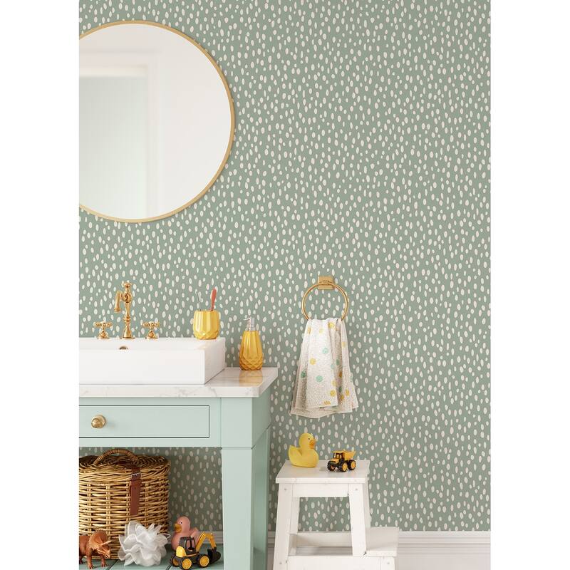 Joliet, Willa Moss Dots 33 ft L X 20.9 in W, Wallpaper. Bed Bath
