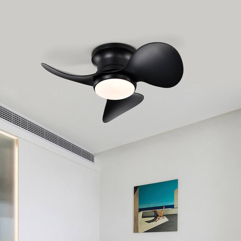 Modern Lighted Ceiling Fan Flushmounted 3-Blade LED Remote Control