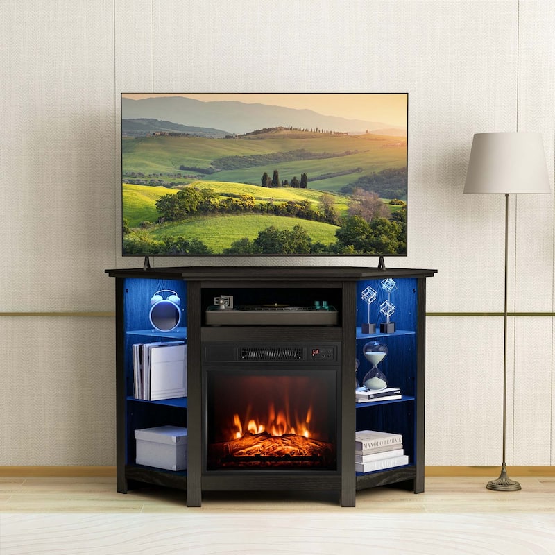 Costway Fireplace TV Stand with Led Lights & 18'' Electric Fireplace - See Details