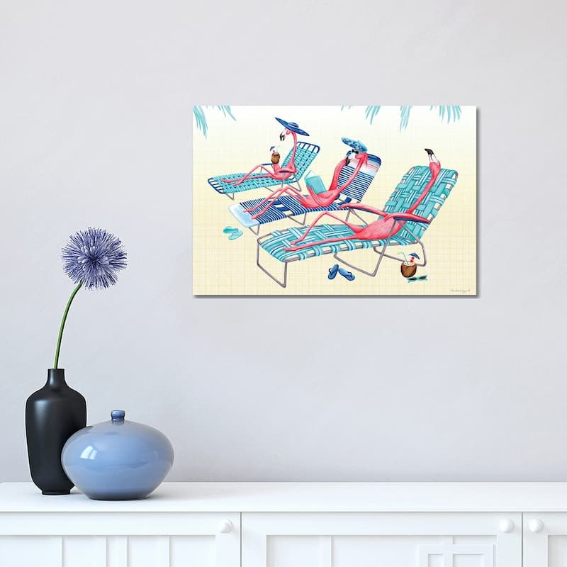 iCanvas "Flamingos Beach" by Amelie Legault Canvas Print - 12x18x1.5